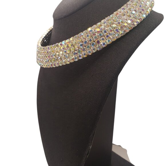 Vintage 5 Row Aurora Borealis Choker - Picture 6 of 12